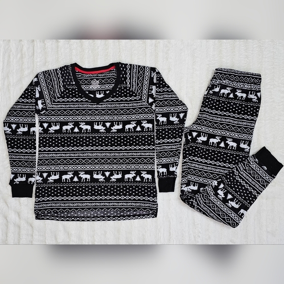 Womens Cuddl Duds Fleecewear 2 pc Set Cozy Soft Moose Pattern Loungewear - Picture 1 of 6